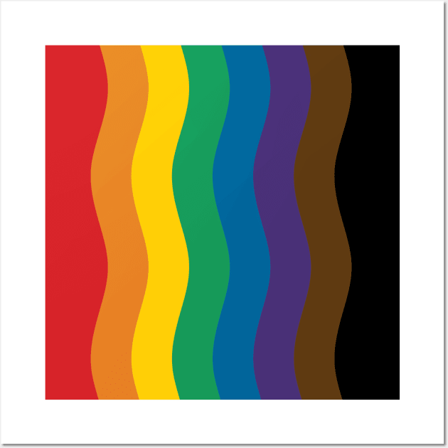 Philadelphia Rainbow Pride Flag (Proud LGBTQ+ Community Pride Flag) Wave Version Wall Art by Teeworthy Designs